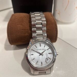 Michael Kors Silver Watch with White Face